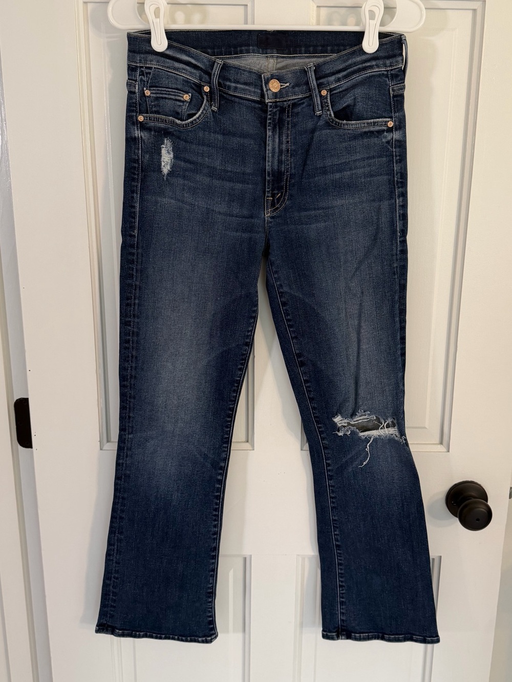 MOTHER The Outsider Ankle Close to the Edge Distressed Jeans 28